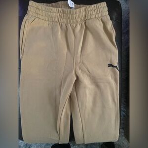 Puma Kids Beige Joggers with Black Logo